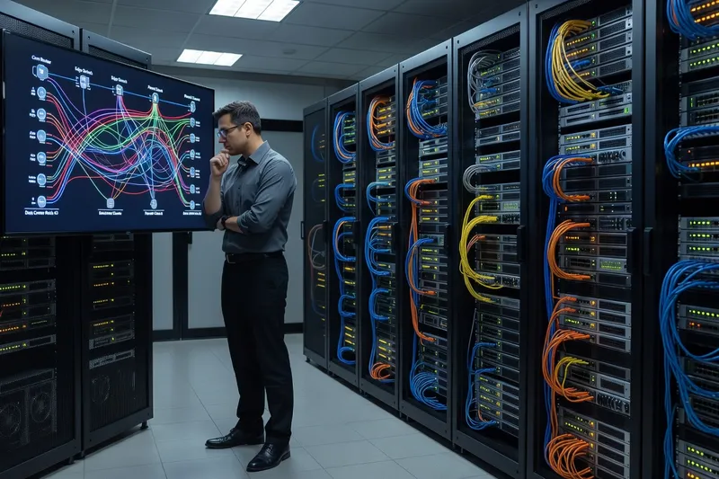 Un ingénieur réseau étudie la topologie d'un environnement virtualisé.