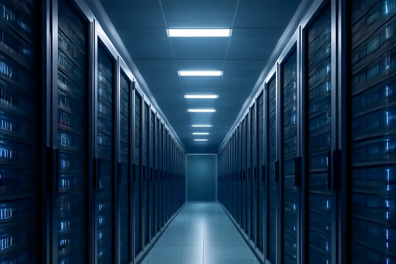 Une allée de baies serveurs illustre la diversité des architectures de virtualisation.